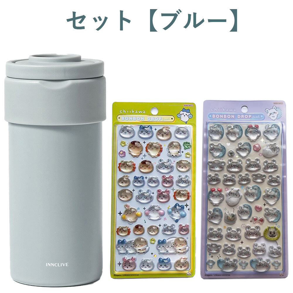 【同梱不可】【セット販売3点】ペットボトルホルダー1点＋ボンボンドロップシール2枚(ちいかわ・みんな・ニコニコ＋モモンガ)