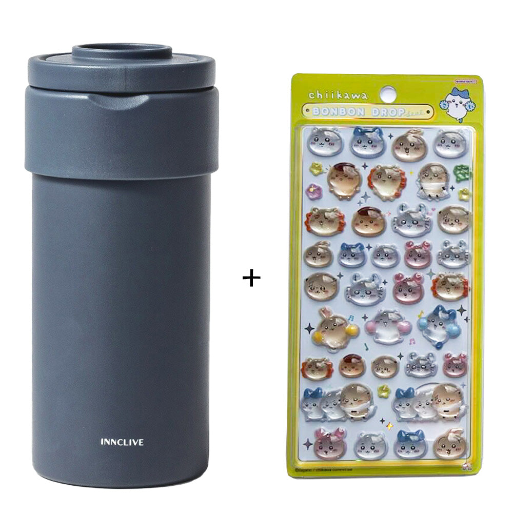 【同梱不可】【セット販売２点】【送料無料】ペットボトルケース(INC-TC-PB1-MGY)＋ボンボンドロップシール(ちいかわ・みんな・ニコニコS8542953)