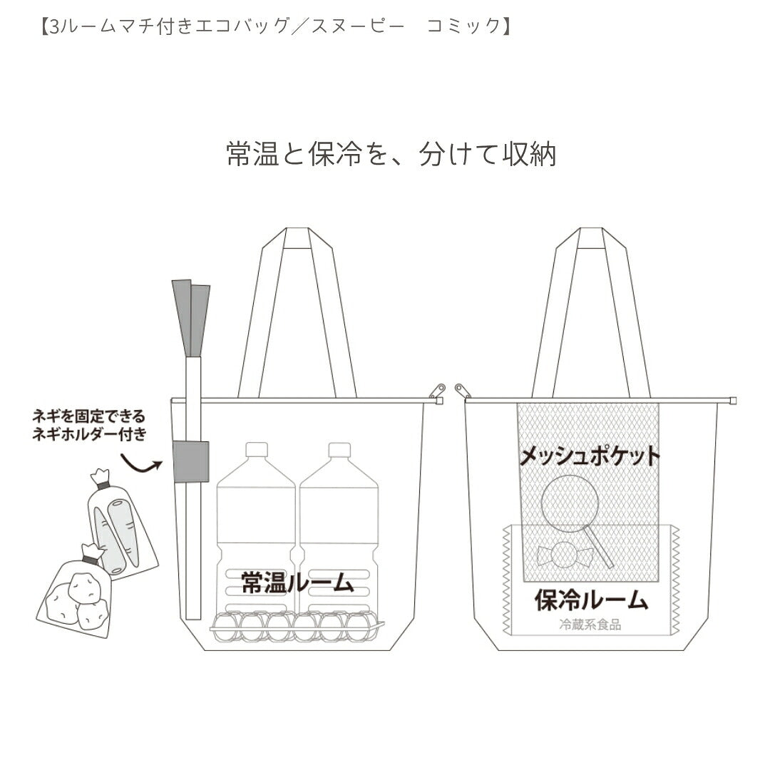 【エコバッグ3点セット】サンスター文具 エコバッグ大 B(スヌーピーS2335298)＋ボンボンドロップシール (スヌーピーS8815526＋S8815534) 商品画像5