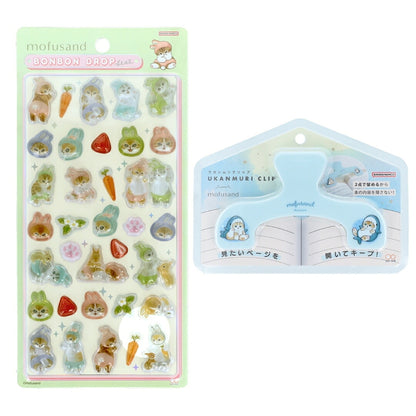 【予約販売】【ウカンムリ2点セット】サンスター文具 mofusand A ウカンムリクリップ  (サメにゃんS3625311)＋ボンボンドロップシール (うさにゃんS8819033) 商品画像6