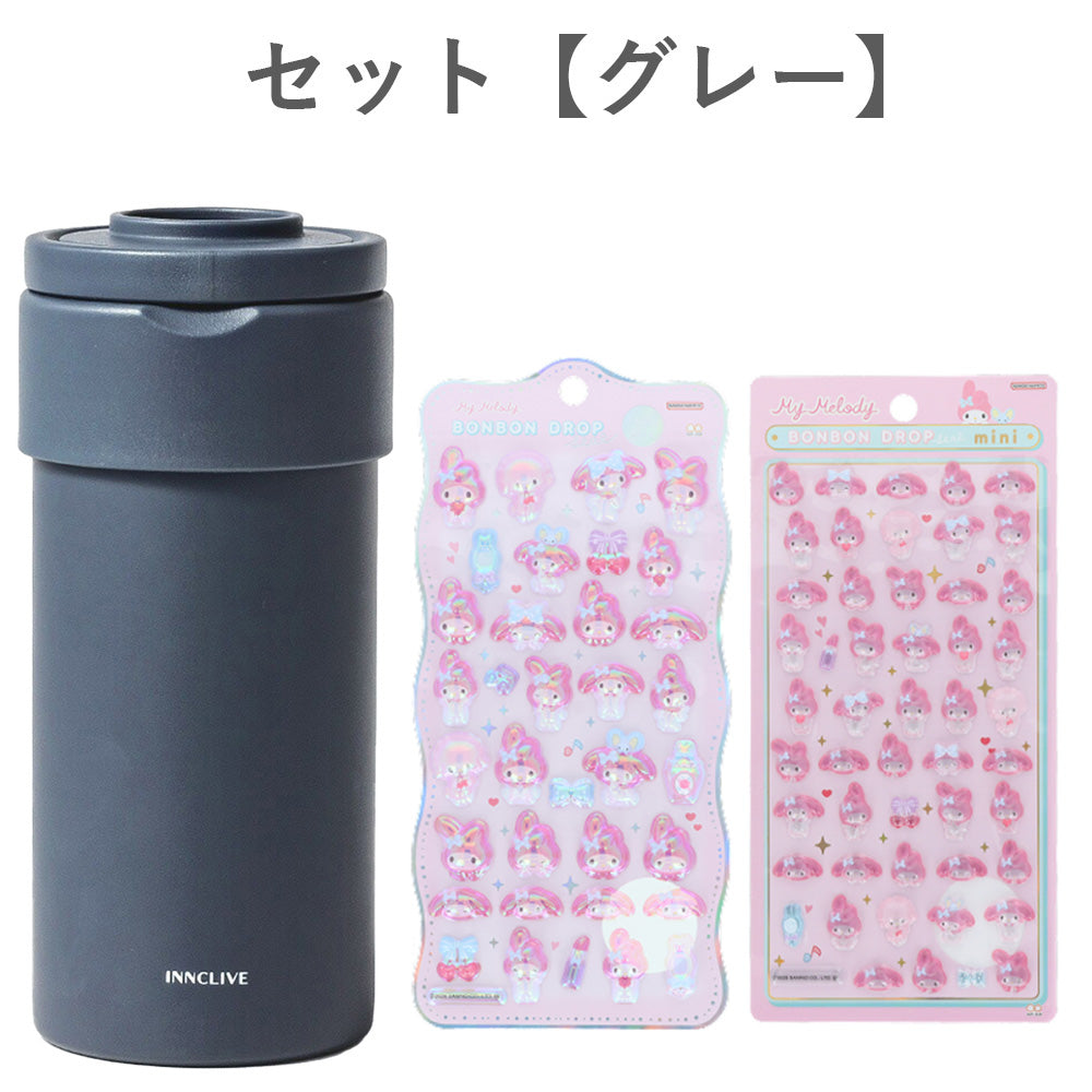 【同梱不可】【セット販売3点】【マイメロディ】ペットボトルホルダー1点＋ボンボンドロップシール2枚(churukira/S8815445＋ミニ/S8815089)