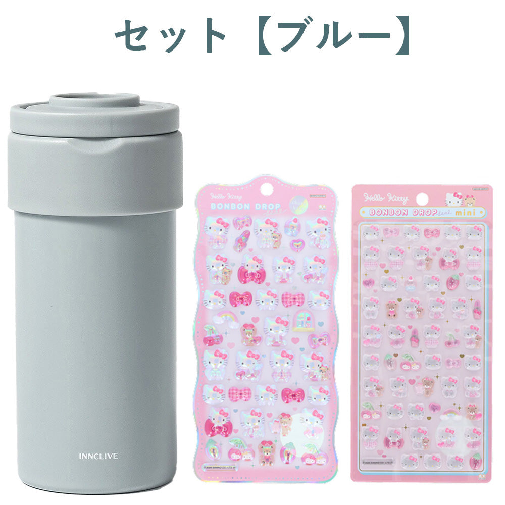 【同梱不可】【セット販売3点】【ハローキティ ピンク】ペットボトルホルダー1点＋ボンボンドロップシール2枚(churukira/S8815437＋ミニ/S8815070)